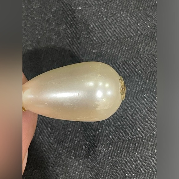 Vintage Signed Lawrence VRBA Faux Pearl Rhinestone 3.5 Dangle Pierced Earrings - Picture 11 of 16